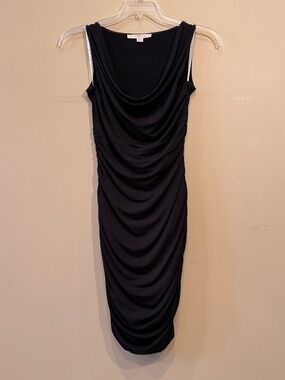 Boston Proper Sleeveless Black Ruched Dress